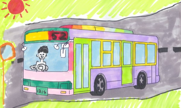 世かいたびするにじ色の車